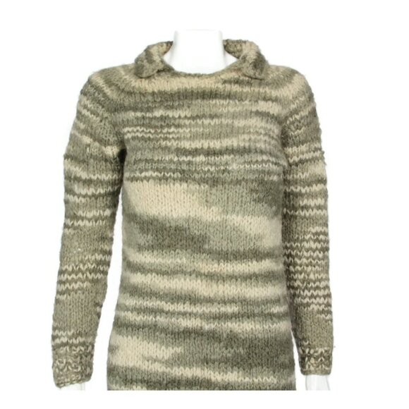 Vintage 1970s Homespun Marled Knit Grays Midi Sweater Dress M Southwest /226 - Picture 2 of 6